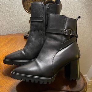 Massimo Dutti fur lined Black Heeled Boots excellent condition size 6.5/7